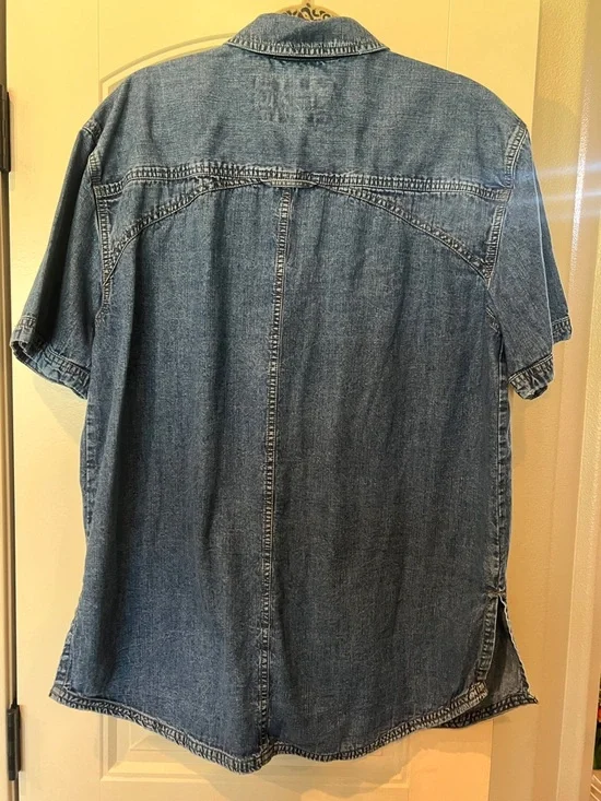 Free People Washed Denim Button-Down Shirt - Blue - Picture 8 of 8